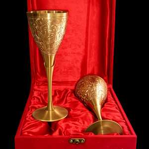 Embossed Brass Cocktail Glass Gold Plated Vintage <b>Wine</b> <b>Goblet</b> for Bar Dining & Wedding Gift - Product Image 3