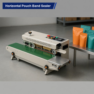 Machine de scellage de bandes continue avec convoyeur horizontal et gaufrage en acier pour la fermeture de sachets plastiques de vente au détail FR-880 - Product Image 6