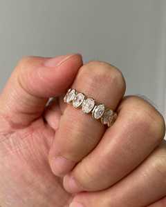 Anillo de Eternidad con Diamantes Cultivados en Laboratorio de Corte Ovalado, Anillo de Eternidad Completo Ovalado de Oro de 14k, Anillo de Boda Ovalado Creado en Laboratorio - Product Image 6