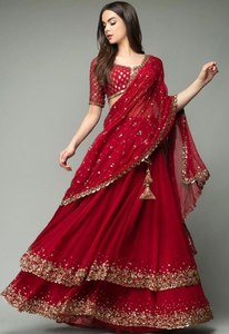 Festive Sequence Cotton Lehenga with Stylish Choli and Chinon Dupatta <b>Machine</b> Washable Elegant Party Wear for Special 74658 - Product Image 1