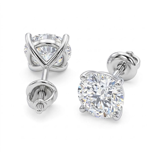 925 Silver Rhodium Plated <b>Moissanite</b> Stud <b>Earrings</b> Claw Set Cut Sparkling Diamond Look Secure Post Engagement Wedding Party for - Product Image 3