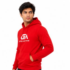 Sudadera con Capucha Roja Unisex, Logotipo Personalizado, Ropa Deportiva, Informal, para Gimnasio, Fitness, con Bolsillo Canguro, Impermeable, para Invierno - Product Image 2