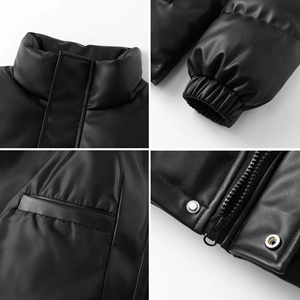 Chaquetas acolchadas de piel sintética con cuello alto para hombre, para invierno - Product Image 2