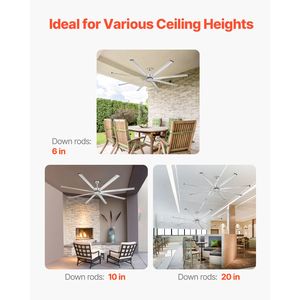 Ventilatore da soffitto moderno da 40W in metallo a basso profilo con 8 pale in alluminio, motore DC reversibile, telecomando a 6 velocità e luce integrata - Product Image 6