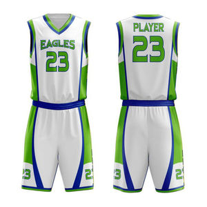 Conjunto de Camiseta y Pantalones Cortos Deportivos de Baloncesto Azul, Talla Grande, Transpirable y con Diseño Estampado para Hombre - Product Image 1