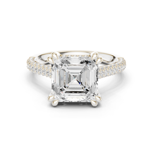 Anillo de Diamante Cultivado en Laboratorio con Corte Asscher y Engaste de Puntas Naturales, Oro Blanco Sólido de 14k, Joyería Certificada GRA a Precio de Mayoreo - Product Image 1