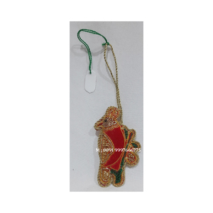 Beautiful Handmade Zari Embroidery Christmas Hanging <b>Ornament</b> Customize Shape Fabric Material Beaded Work Use For Festival Decor - Product Image 4