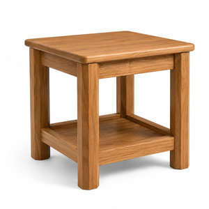 Modern Scandinavian Solid Teak Wood Round Dining Side <b>Table</b> <b>End</b> <b>Table</b> with Open <b>Storage</b> Shelf Handcrafted Furniture - Product Image 1