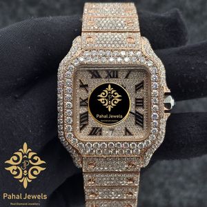 นาฬิกาข้อมือทองคำทรงสี่เหลี่ยมหรูหราจาก Pahal Jewels พร้อมสายประดับเพชรและหน้าปัดคริสตัลแซฟไฟร์สำหรับผู้หญิง - Product Image 1