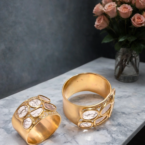 Anillo de Boda Unisex Chapado en Oro de 18K, Anillo Hecho a Mano con Diamante Natural Tallado para Compromiso, Joyería de Vermeil para Regalo - Product Image 3