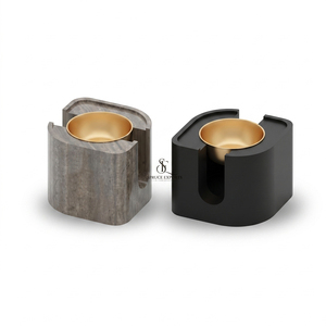 Luxury Wood & Metal Bakhoor <b>Burner</b> Set Two Tone Finish Modern Design Arabian Incense Holder For Home Decor Incense Use - Product Image 2