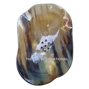 Lot de 2 porte-savons en corne naturelle, design moderne, avec couvercle, de bonne qualité, forme ovale, accessoires pour évier de cuisine et salle de bain - Product Image 4