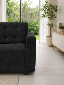 Emerald Modern Two-Seater Black <b>Sofa</b> with Padded Backrest Eco-Friendly Custom Fabric for Apartment Hotel Use Bedroom Office - Product Image 2