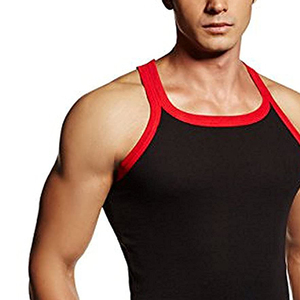 Débardeurs de fitness d'été respirants en Spandex/Coton pour hommes, personnalisables et de haute qualité, avec service OEM, col en V tricoté - Product Image 2