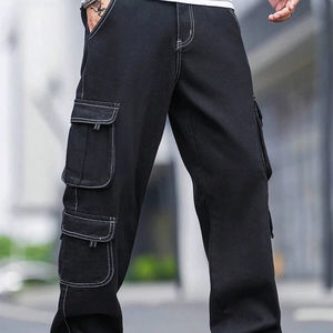 Jeans amples respirants pour hommes, style cargo, imprimés sur mesure, motif personnalisé, en denim respirant - Product Image 2