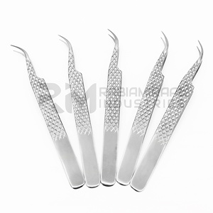 Pince à épiler professionnelle RMI tendance en acier inoxydable pour extensions de cils, pointe fine, courbée, droite, à pointe en fibre, biseautée - Product Image 2