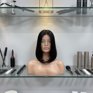 Peluca Bob de Cabello Humano Virgen Chino con Frente de Encaje, Base de Encaje y Encaje Transparente, 150% de Densidad, Tamaños Pequeños y Grandes - Product Image 1