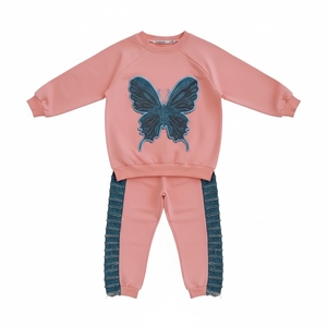 ชุดเซ็ตสตรีทแวร์ผู้หญิงสองชิ้น เสื้อครอปท็อปและกางเกงจ็อกเกอร์ พิมพ์ลายกราฟิกตามสั่ง ชุดวอร์มแฟชั่นขายส่ง ชุดคอร์ดเซ็ต - Product Image 1