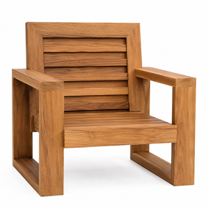 Luxury Solid Teak <b>Dining</b> Chair Layered Horizontal Backrest | Premium Waterproof Eco-Friendly Outdoor <b>Dining</b> <b>Armchair</b> for Park - Product Image 3
