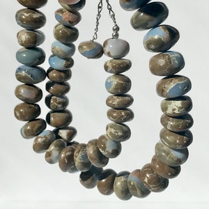 Oregon Opal Beaded Strand Hand Carved 925 Sterling Silver Blue Stone Bracelet October Birthstone Gift - Product Image 2