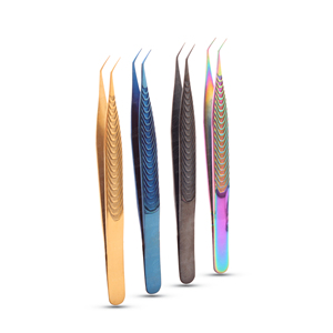 Meilleures pinces à épiler professionnelles pour extensions de cils, pointes en fibre, 45 degrés, pour une prise parfaite des cils, ne glissent jamais, logo personnalisé - Product Image 3