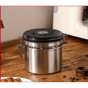 Contenitore Ermetico per Caffè in Acciaio Inox 304 con Cucchiaio, Barattolo per Conservazione in Cucina di Chicchi di Caffè e Tè - Product Image 1