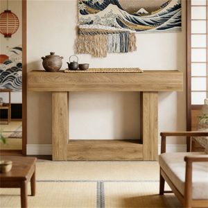 Consolle in Legno Robusto con Ripiani per Ingresso, Divano Doppio o Uso in Corridoio - Product Image 3