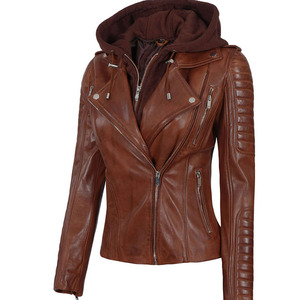 Comfortable Women Genuine <b>Leather</b> Motorcycle <b>Jacket</b> Canvas Breathable Windproof Eco-Friendly <b>Winter</b> Streetwear Solid Color - Product Image 5