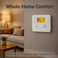 Thermostat programmable multi-étages 2 chaud 2 froid, alimentation par batterie ou 24V, filaire, 7 jours