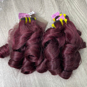 Bouncy Curly Very Bounce And Soft Dark <b>Burgundy</b>, Very Dark Color Human Hair Extensions Wholesaler Price from Factory - Product Image 3