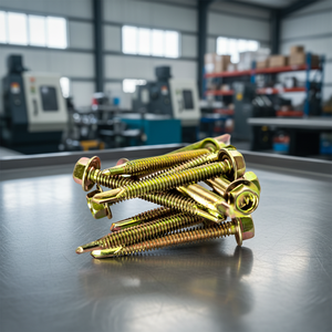 Vis PDC Tek à tête hexagonale autoperceuse en acier au carbone classe 8, galvanisée au zinc et au phosphate, filetage standard, durable, en pouces - Product Image 1