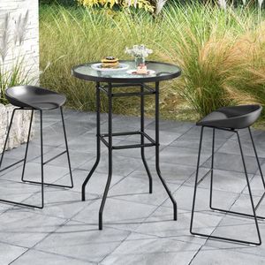 38-Inch Patio Bar <b>Table</b> with Durable Tempered Glass Top Elegant <b>Outdoor</b> Bar <b>Tables</b> - Product Image 5