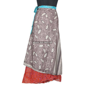 New College Girl <b>Beach</b> Wear Long Wrap Skirts Rajasthani Indian Women Wear Art Silk Rapron Skirt Indian Reversible <b>Magic</b> Sari - Product Image 3