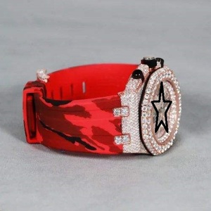 Luxury men's Stainless Steel Watch <b>Red</b> Silicone Band Analog Quartz 40mm Round Case Sapphire Dial Luminous Buckle Clasp - Product Image 3