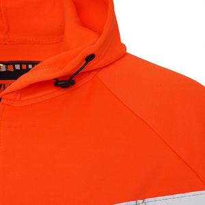 EN ISO 20471 Hi Vis Winter Work Hoodie <b>Orange</b> Black Safety <b>Sweatshirt</b> Reflective Tape Zipper Pockets Pullover Custom High Vis PP - Product Image 3
