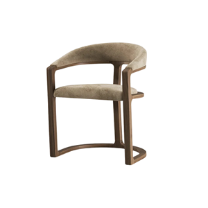 Fauteuil moderne en teck massif avec siège rembourré et dossier incurvé, chaise de salle à manger de luxe pour salon, restaurant, hôtel F - Product Image 3