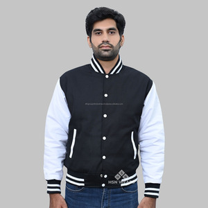 Veste universitaire en molleton de coton pour hommes, livraison rapide, col montant, veste enduite Letterman - Product Image 1