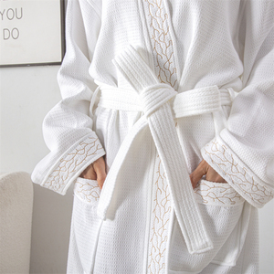 Premium 100% Cotton Kimono Bathrobe Luxury Hotel Spa Terry Cloth <b>Robe</b> Soft Absorbent Unisex House <b>Coat</b> 300g Eco-Friendly - Product Image 5