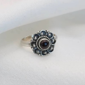 Bague Fleur en Argent Sterling 925 avec Grenat Rouge, Pierre Naturelle Faite à la Main, Style Bohème, Certifiée IGI, Bague Tendance, Vente en Gros - Product Image 6