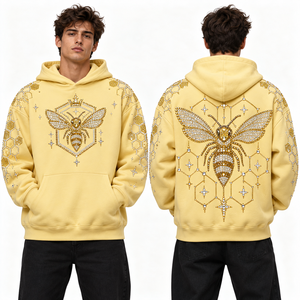 Sweats à capuche zippés en mélange de coton avec strass, motif cristal à fente frontale, pour commandes en gros, personnalisation d'illustrations, mode streetwear - Product Image 3