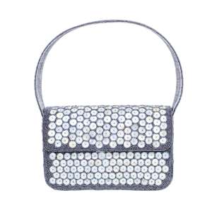 Sac à bandoulière en daim fait main avec perles et pompons, sac à main classique décontracté pour soirée, fête ou mariage - Product Image 5