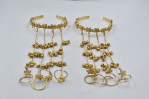 <b>Gold</b> Plated Brass Hand Chain <b>Adjustable</b> Bangle Floral Beaded Rings Chain link <b>Bracelet</b> for Women Party Jewelry - Product Image 2