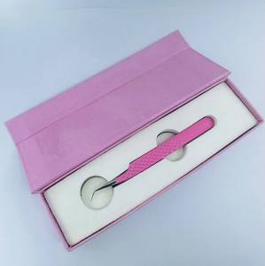 Pince à épiler professionnelle rose clair à 45 degrés pour extensions de cils, antidérapante, en acier inoxydable, pour volume, avec logo personnalisé - Product Image 2