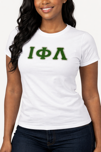 อิโอต้า ฟิ แลมบ์ดา ซอร์โรริตี้เสื้อยืดสีขาวตัวอักษรกรีกเครื่องแต่งกายสตรีแขนสั้นเสื้อยืดลำลองของขวัญเสื้อ - Product Image 5