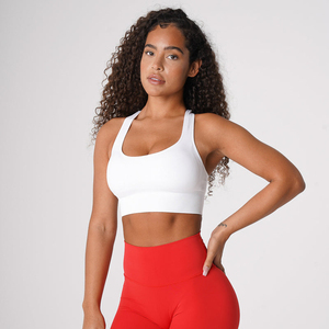 New Premium Light Blue Seamless Breathable Quick Dry Lace High <b>Support</b> Sports Bra <b>Crop</b> <b>Top</b> for Women's Fitness Activewear - Product Image 4