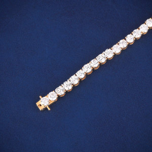 Premium Look trendy unisex 14kt solid gold tennis <b>bracelet</b> round cut lab grown diamonds best prong settings aesthetic look daily - Product Image 3