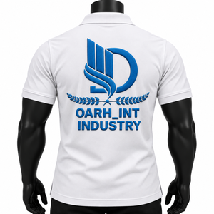 Chemises de golf en polyester pour hommes, manches courtes, logo brodé personnalisable sur le devant, couleur unie, décontractées, séchage rapide, tricotées - Product Image 2
