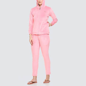 Ensemble de survêtement deux pièces en velours brodé coupe ajustée, style streetwear décontracté, pour l'entraînement et la détente, couleur unie - Product Image 2