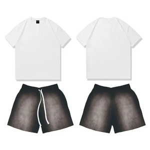 Jaffico International Men's Casual Streetwear T-Shirt and Shorts <b>Set</b> with Skulls Print White <b>Knitted</b> Summer Breathable Cotton - Product Image 2