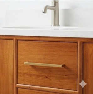 Luxury Villa Resort <b>Bathroom</b> <b>Cabinet</b> Double Basin Solid Teak with Brass Hardware Made to Measure OEM Factory Direct - Product Image 3
